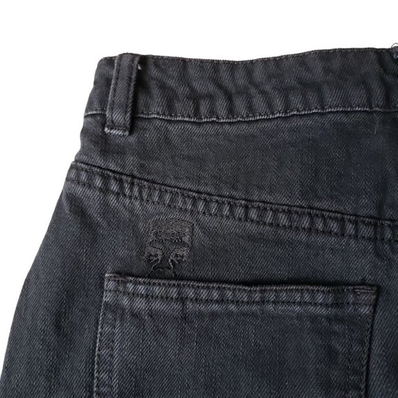 Obey black denim high waist pencil skirt with back zipper slit - Picture 7 of 13